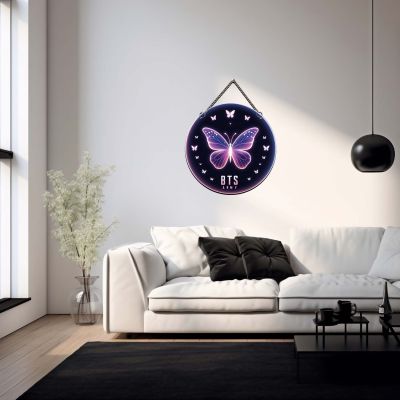 BTS Army Logo Butterfly Wall Hanging K-Pop Themed Room Decor for Bedroom & Kids Room Birthday Gift for BTS Fans Wall Art Decor